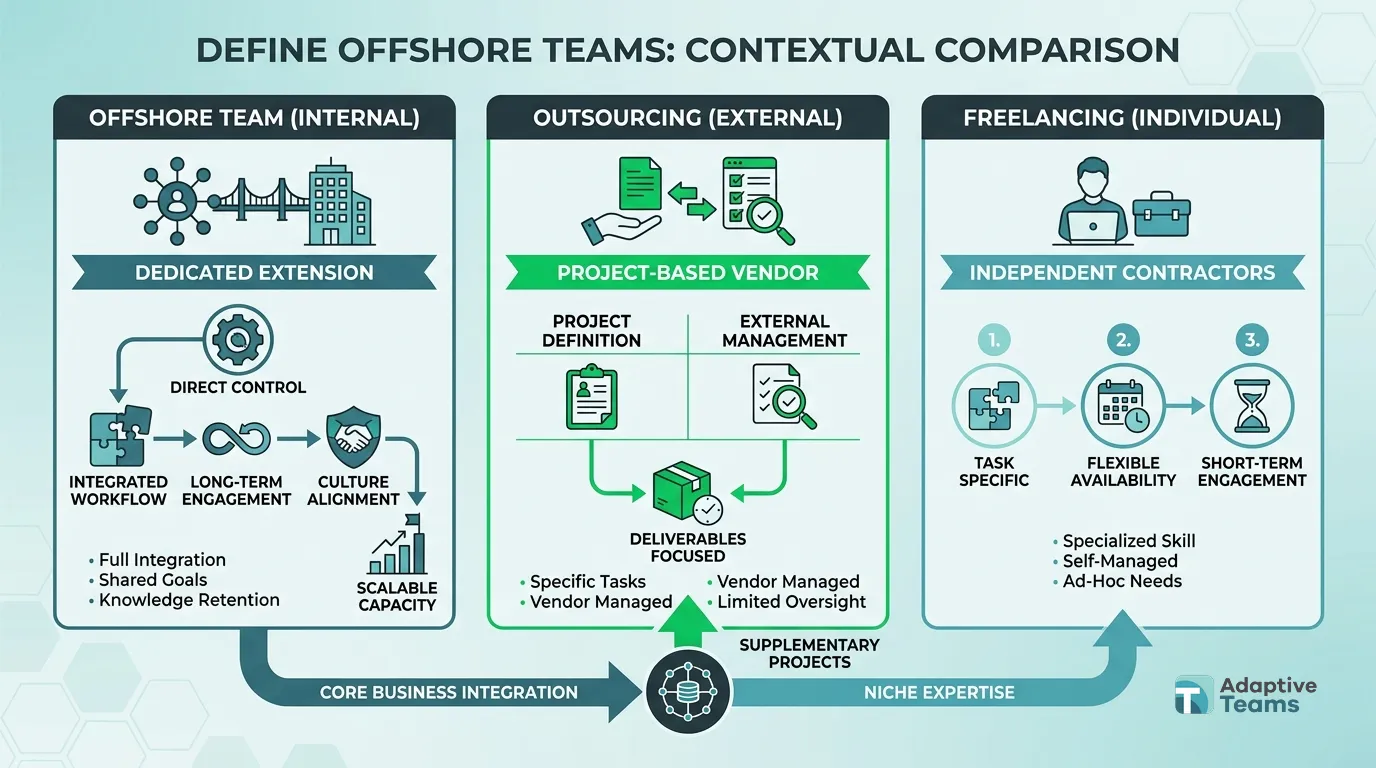 Offshore team vs outsourcing vs freelancing